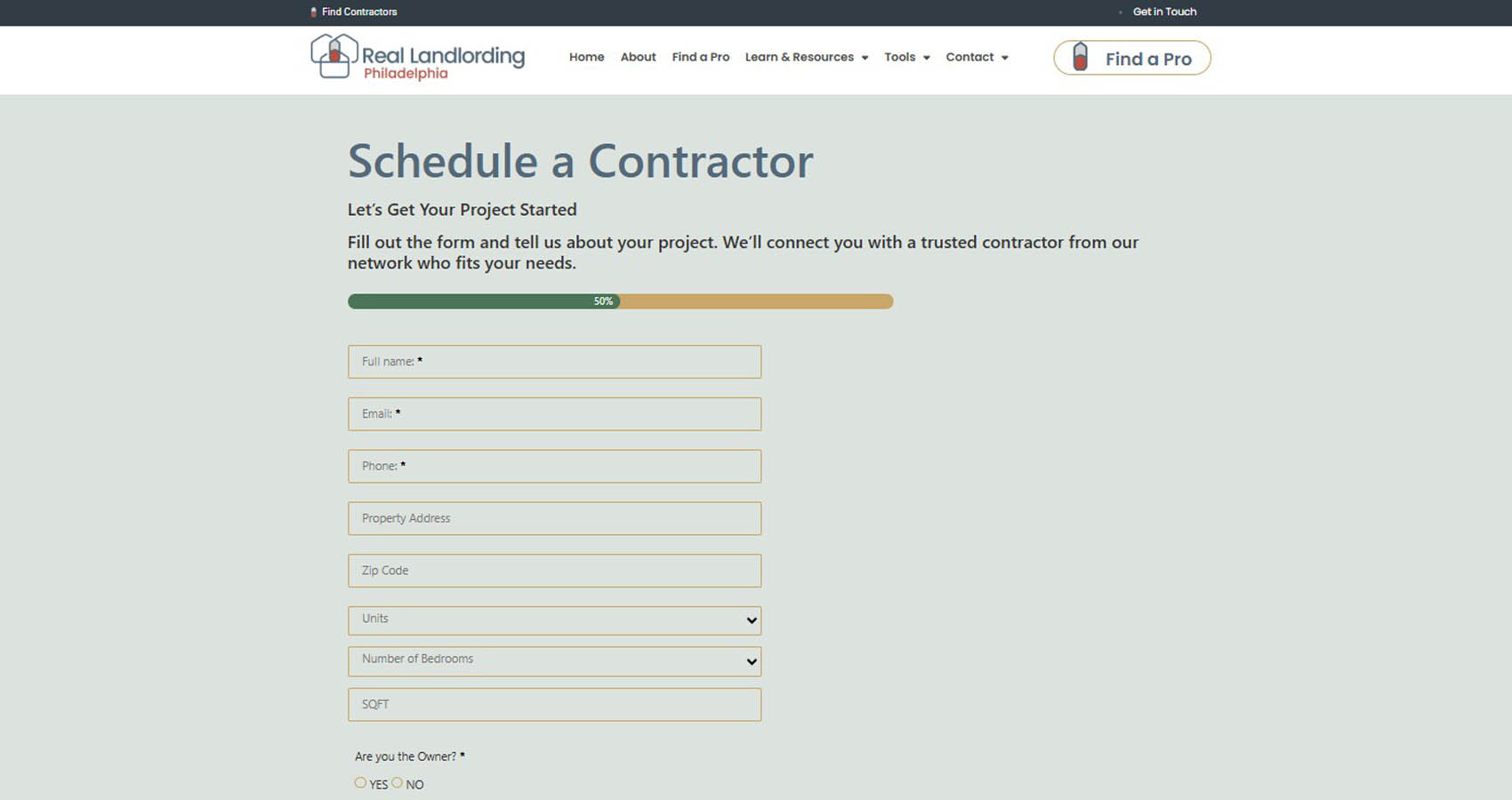 טופס חיפוש בעל מקצוע real landlording