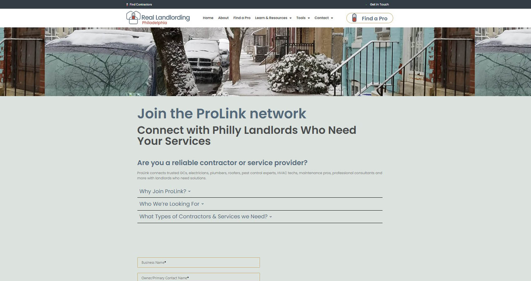 טופס הצטרפות כבעל מקצוע real landlording